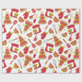 キュートクリスマスキッチン料理ラッピング紙 ラッピングペーパー (フラット)