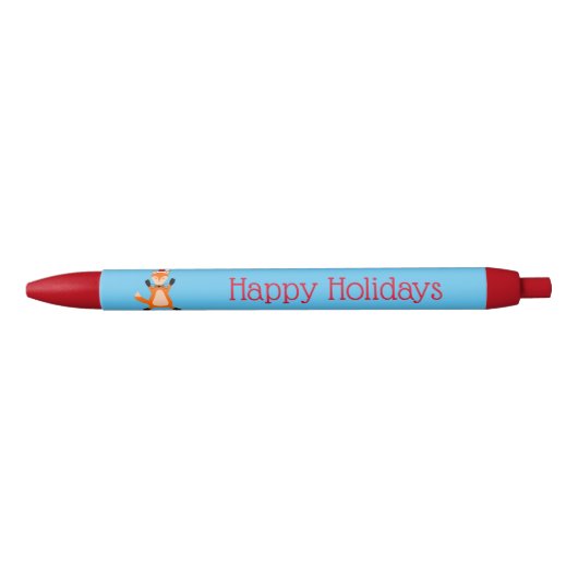 キュートクリスマスキツネカスタム 黒ボールペン (正面)