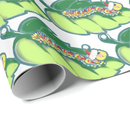 キュートクリスマスキャタピラーパターカスタムンの休日 ラッピングペーパー (ロールコーナー)