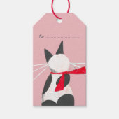 キュートクリスマスキャットピンクホリデーギフトラベル ギフトタグ (正面)