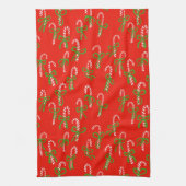 キュートクリスマスキャンディカネスクリスマスホリデーレッド キッチンタオル (縦)