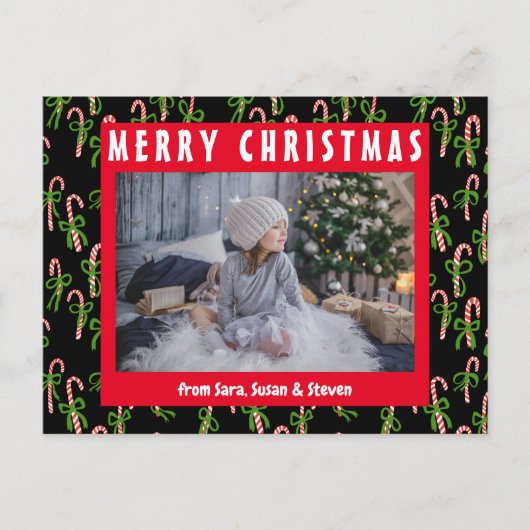 キュートクリスマスキャンディキャンズクリスマスホリデーカスタム ポストカード (正面)