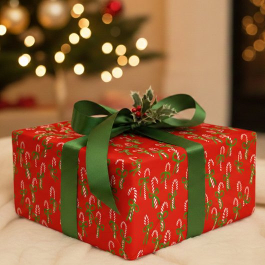 キュートクリスマスキャンディキャンズクリスマスホリデーバラエティ ラッピングペーパーシート