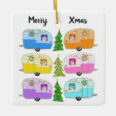 キュートクリスマスキャンパーヴィンテージトレーラーRVクリスマス セラミックオーナメント (正面)