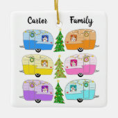 キュートクリスマスキャンパーヴィンテージトレーラーRVクリスマス セラミックオーナメント (正面)