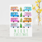 キュートクリスマスキャンパーヴィンテージモーターホームRVクリスマス カード (黄色い花)