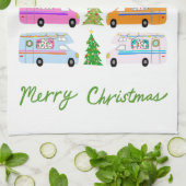 キュートクリスマスキャンパーヴィンテージモーターホームRVクリスマス キッチンタオル (折り畳み)