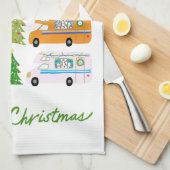 キュートクリスマスキャンパーヴィンテージモーターホームRVクリスマス キッチンタオル (四つ折り)