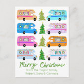 キュートクリスマスキャンパーヴィンテージモーターホームRVクリスマス ポストカード (正面)