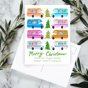キュートクリスマスキャンパーヴィンテージモーターホームRVクリスマス ポストカード