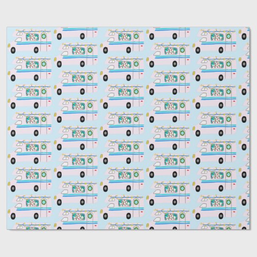 キュートクリスマスキャンパーヴィンテージモーターホームRVクリスマス ラッピングペーパー (フラット)