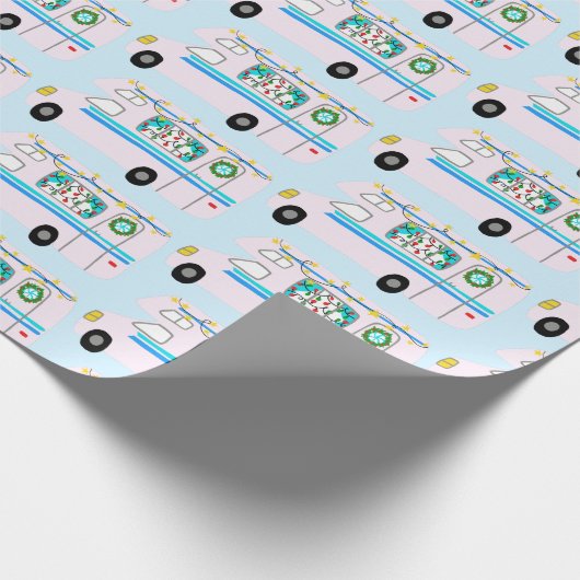 キュートクリスマスキャンパーヴィンテージモーターホームRVクリスマス ラッピングペーパー (角)