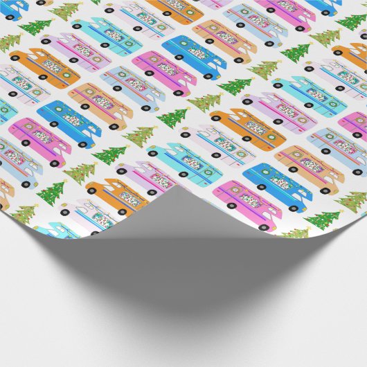 キュートクリスマスキャンパーヴィンテージモーターホームRVクリスマス ラッピングペーパー (角)
