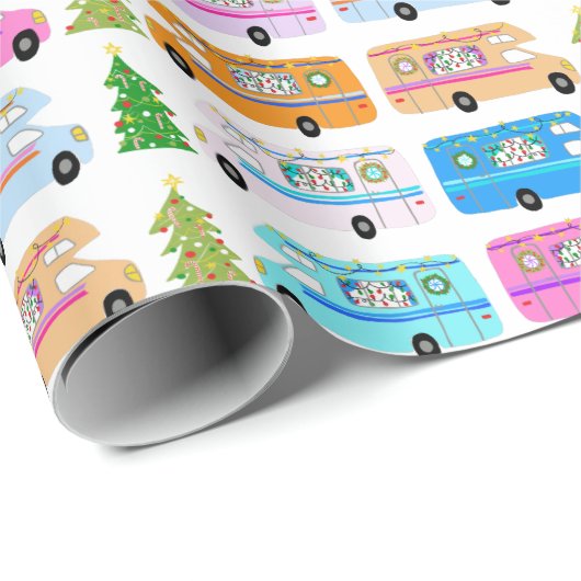 キュートクリスマスキャンパーヴィンテージモーターホームRVクリスマス ラッピングペーパー (ロールコーナー)