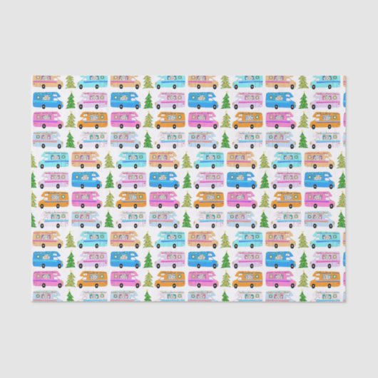 キュートクリスマスキャンパーヴィンテージモーターホームRVクリスマス 薄葉紙 (正面)