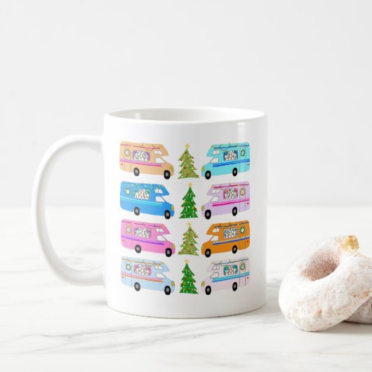 キュートクリスマスキャンパーヴィンテージRVモーターホーム コーヒーマグカップ (ドーナツ)