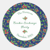 キュートクリスマスクッキー交換パーティー名前をカスタムする ラウンドシール (正面)