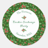 キュートクリスマスクッキー交換パーティー名前をカスタムする ラウンドシール (正面)