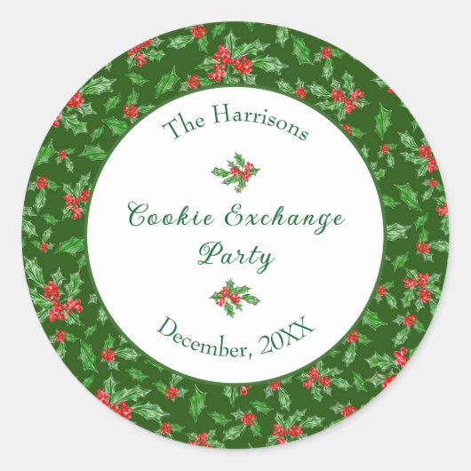 キュートクリスマスクッキー交換パーティー名前をカスタムする ラウンドシール (正面)