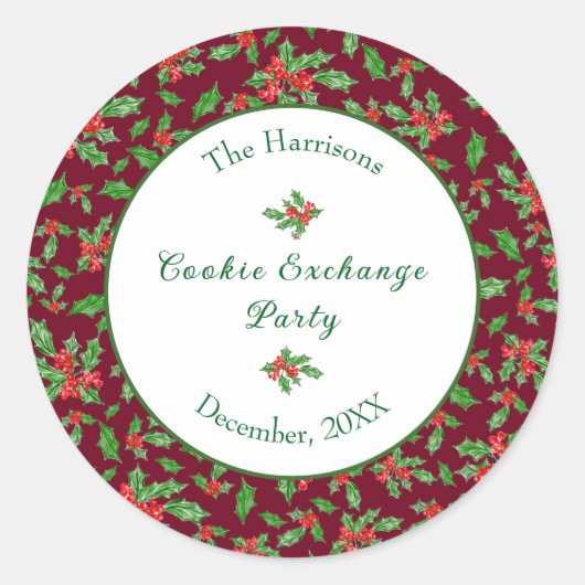 キュートクリスマスクッキー交換パーティー名前をカスタムする ラウンドシール (正面)