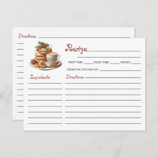 キュートクリスマスクッキー交換ホリデーレシピ ポストカード (正面/裏面)