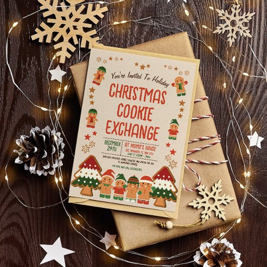キュートクリスマスクッキー交換招待状 招待状