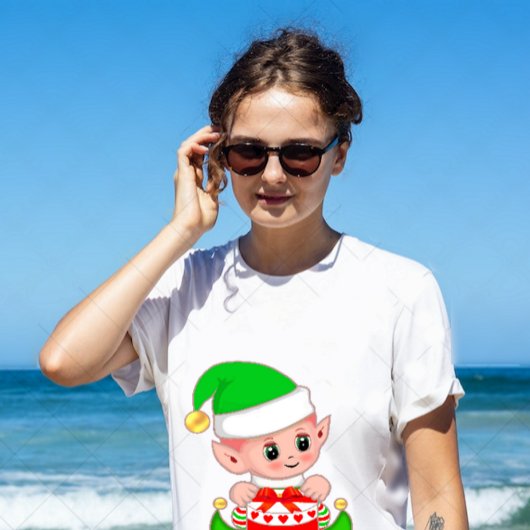 キュートクリスマスグリーン小妖精や小人 Tシャツ