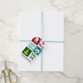 キュートクリスマスコラージュサンタ雪だるまカスタムキッズ ギフトタグ (より糸付き)