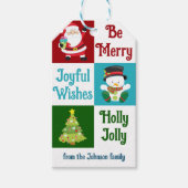 キュートクリスマスコラージュサンタ雪だるまカスタムキッズ ギフトタグ (正面)