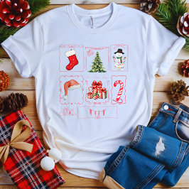キュートクリスマスコラージュスタイルデザイン Tシャツ