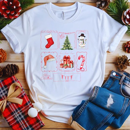 キュートクリスマスコラージュスタイルデザイン Tシャツ
