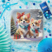 キュートクリスマスコーギスホリデーディライト ペーパープレート (パーティー)