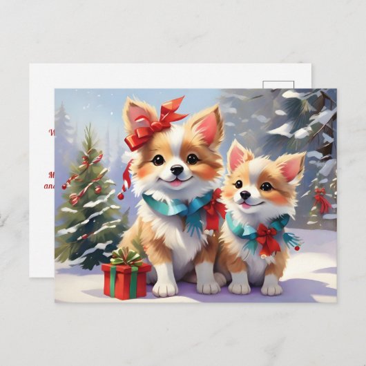 キュートクリスマスコーギスホリデーディライト ポストカード (正面/裏面)