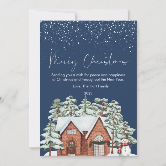 キュートクリスマスコージーハウスアンドスノーフラット シーズンカード (正面)