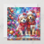 キュートクリスマスゴールデンレトリバーパピースクリスチャン シーズンカード (正面)