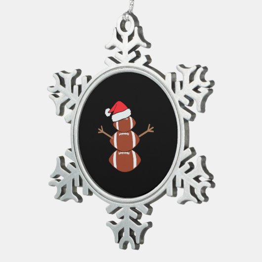 キュートクリスマスサッカー雪だるまサンタハットおもしろい スノーフレークピューターオーナメント (右)