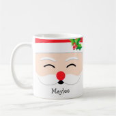 キュートクリスマスサンタクロース顔ホリデー コーヒーマグカップ (左)