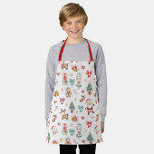 キュートクリスマスサンタジンジャーブレッドマンルドルフ エプロン (着用した状態)