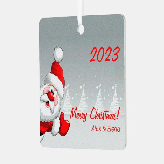 キュートクリスマスサンタスノーメタルスクエアオーナメント メタルオーナメント (正面左)