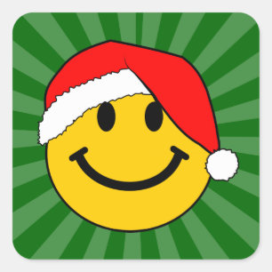 キュートクリスマスサンタハッピー顔 スクエアシール