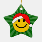 キュートクリスマスサンタハピー顔 セラミックオーナメント (裏面)