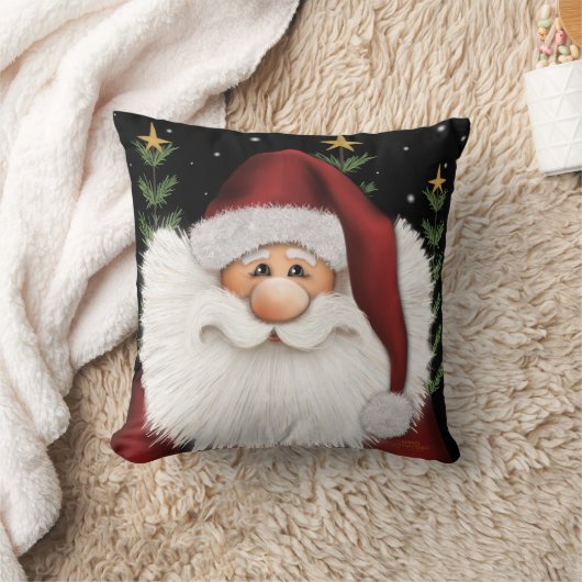 キュートクリスマスサンタパーソナライズされたンネームホリデー クッション (ブランケット)