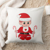 キュートクリスマスサンタベビー小妖精や小人&キャンディーキャン クッション (ブランケット)