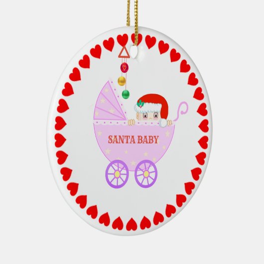 キュートクリスマスサンタベビー セラミックオーナメント (右)