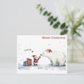 キュートクリスマスサンタポーラベアノースポール ポストカード (スタンド正面)
