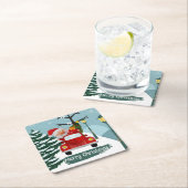 キュートクリスマスサンタ紙コースター スクエアペーパーコースター (インサイチュ)