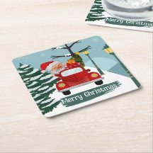 キュートクリスマスサンタ紙コースター