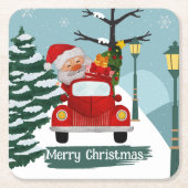 キュートクリスマスサンタ紙コースター スクエアペーパーコースター (正面)