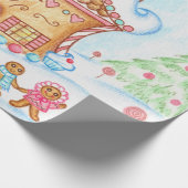 キュートクリスマスジンジャーブレッドハウスラッピング紙 ラッピングペーパー (角)