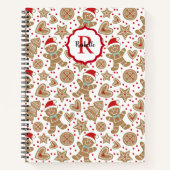 キュートクリスマスジンジャーブレッドマンレシピクックブック ノートブック (正面)